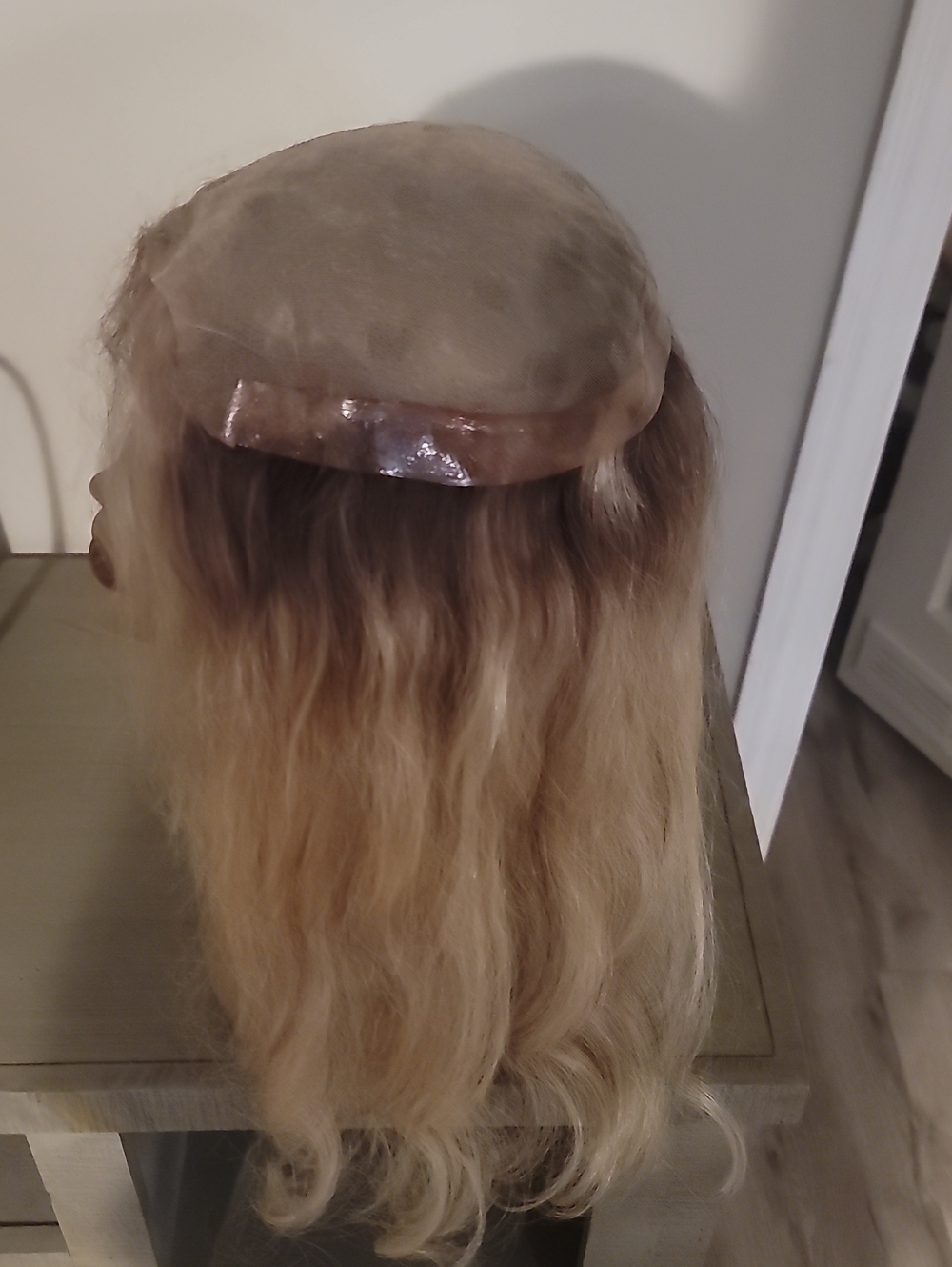 Remy Human Hair 20" Topper Rooted Blonde 100% Hand Tied Lace Topper - Picture 6 of 8